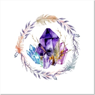 Amethyst And Blue Topaz Crystal Magic Posters and Art